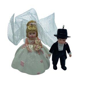Vtg Madame Alexander Hallmark Keepsake Ornaments Rosette Dreams Bride & Groom